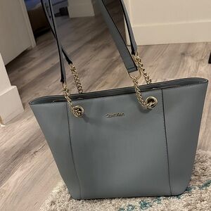 Calvin Klein Blue Tote Bag with Gold Accents